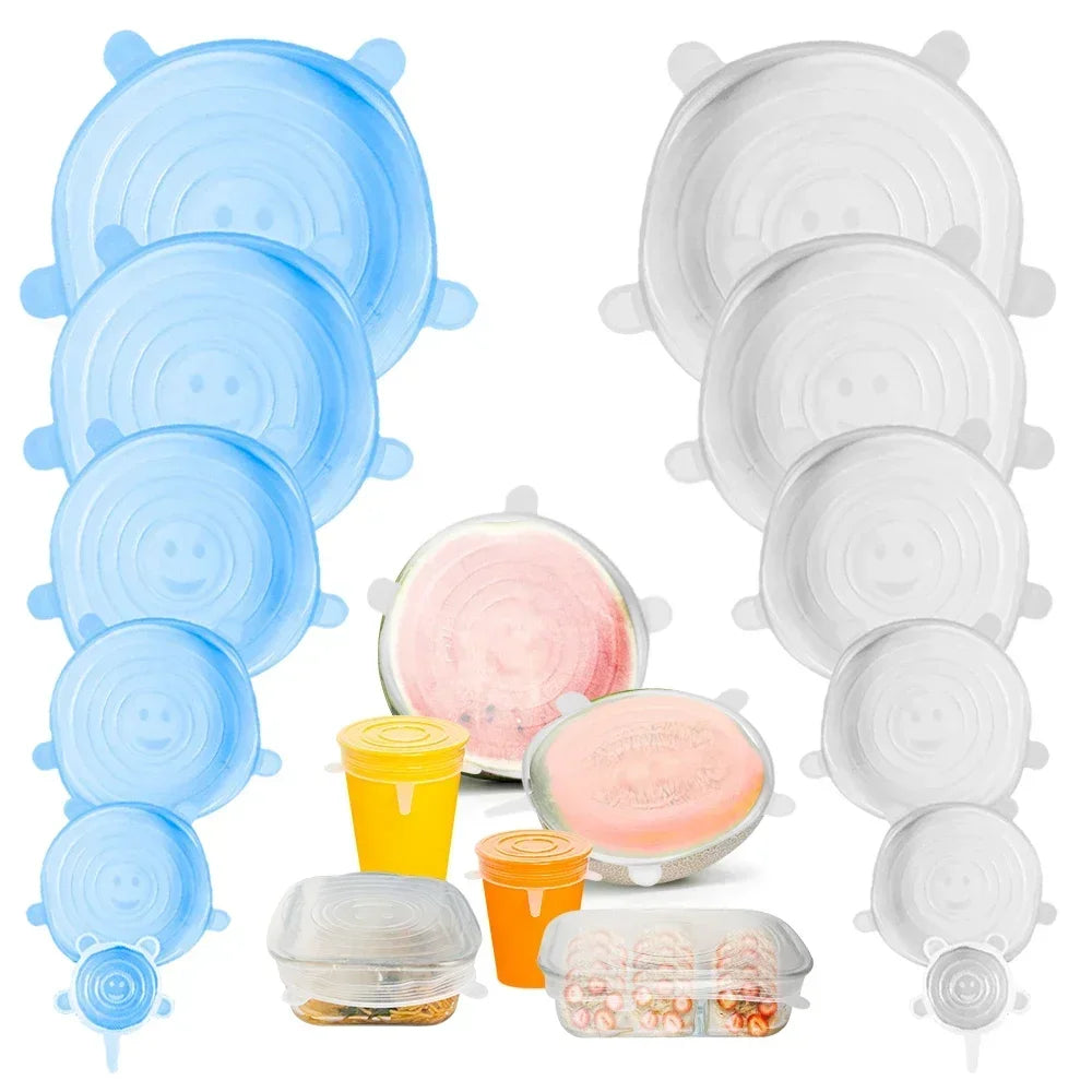 Conjunto de 6 Tampas de silicone para alimentos - Reutilizável, Redonda