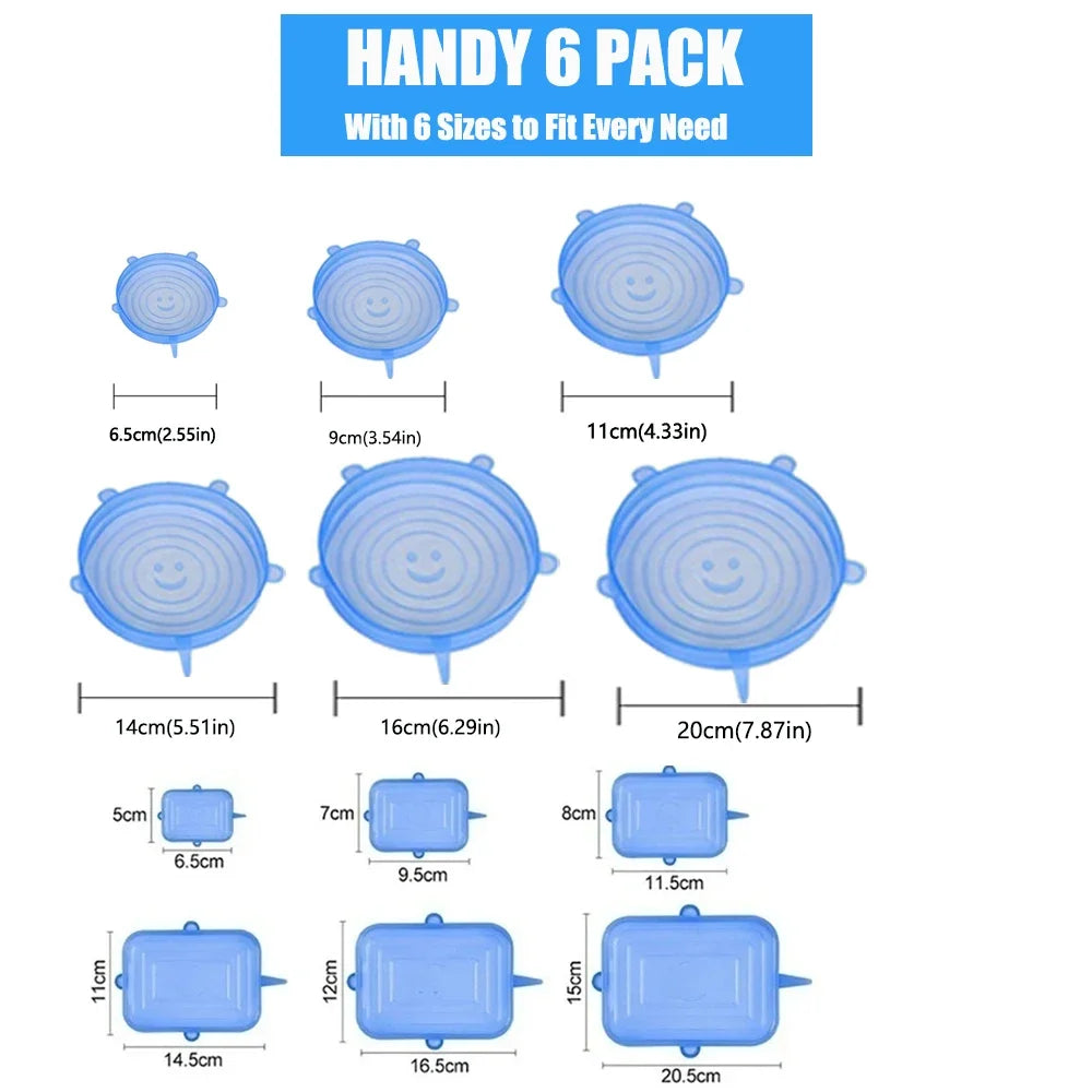 Capa de silicone para preservação de alimentos, 6 a 36 peças, selável e extensível